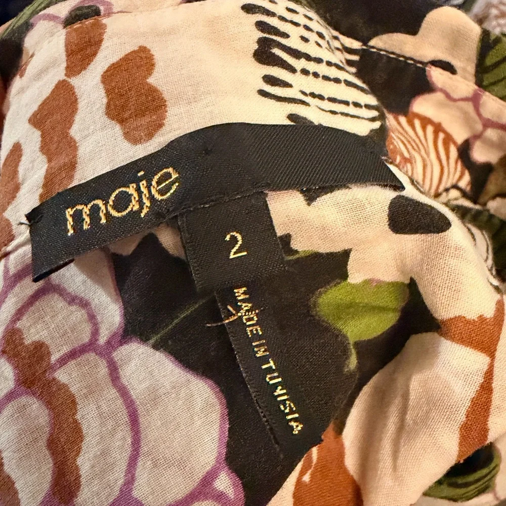 MAJE Coflower Floral-print Cotton-voile Shirt In Flower 70's Black - Picture 7 of 10